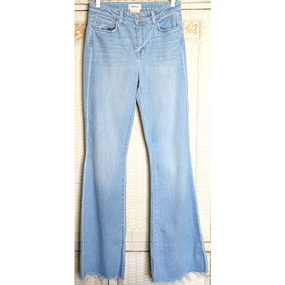 L’Agence Jeans Womens 25 Blue Sera High Rise Flare Raw Hem 33" Inseam NWOT - Picture 1 of 4